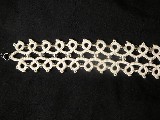 Folk jewelry - Neck strap with white coral beads - tatting technique
