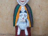 Rzeba ludowa. Wiejska baba z kotem (25 cm)