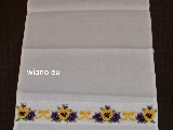 Embroideried linen tea-towel. Pansies. 70x45 cm (bw-5)