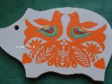 Cutout Kurpian - Bird - glued on a wooden kitchen board 30-18 (ww-20)