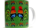Cup with the folk motif cut out - Lowicz cocks (zielony)