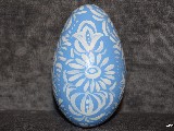Light blue Easter egg - goose egg, Kuyavian pattern, hand-painted