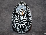 Black Easter egg - goose egg, Kuyavian pattern, hand-painted