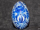 White and blue Easter egg - goose egg, Kuyavian pattern, hand-painted.